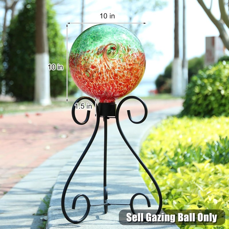 VCUTEKA Gazing Ball, Glass Gazing Balls Sphere for Garden Lawn Outdoor Ornament Yard Decorative, Red Swirl, 10" - Image 4